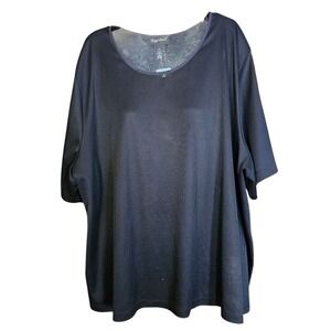 Maggie Barnes NWT Black‎ Ribbed Short Sleeve Top Plus Size 2X